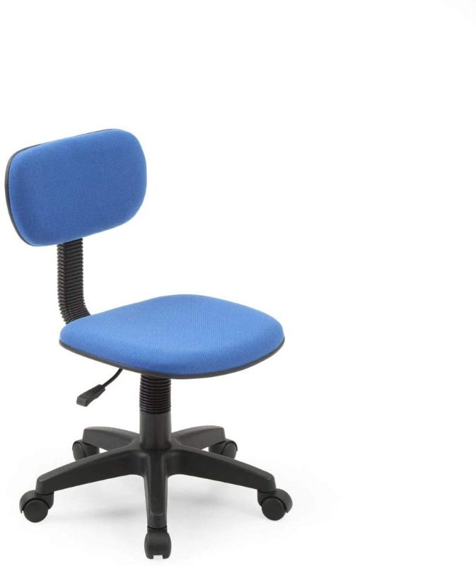 Photo 1 of ***PARTS ONLY*** Hodedah Armless, Low-Back, Adjustable Height, Swiveling Task Chair with Padded Back and Seat in Blue, Not for adult use
