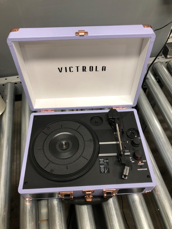 Photo 2 of Victrola Vintage 3-Speed Bluetooth Portable Suitcase Record Player with Built-in Speakers | Upgraded Turntable Audio Sound| Includes Extra Stylus | Lavender (VSC-550BT-LVG)
