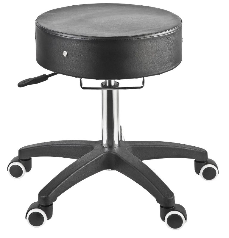 Photo 1 of  Rolling Stool in Black with Chrome Grab Bar for Salon,Beauty, Home and Office Use
