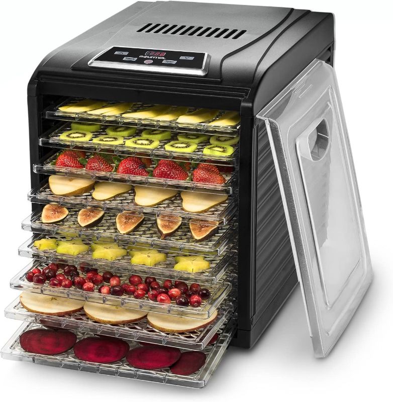 Photo 1 of **LID IS BROKEN**
Gourmia GFD1950 Premium Electric Food Dehydrator Machine - Digital Timer and Temperature Control - 9 Drying Trays - Perfect for Beef Jerky, Herbs, Fruit Leather - BPA Free - Black
