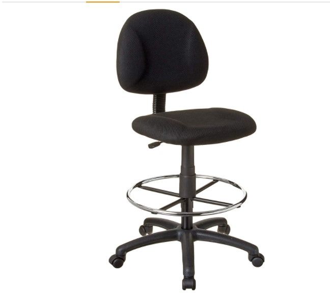 Photo 1 of Boss Office Products Contoured Comfort Adjustable Rolling Drafting Stool Chair, Black