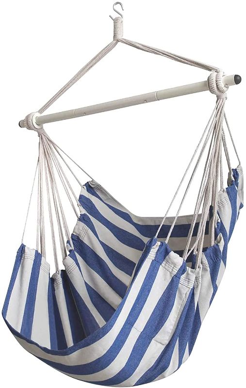 Photo 1 of ADVOKAIR Hammock Chair Swing, striped design - blue and white