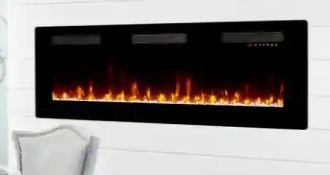 Photo 1 of Sierra 60 in. Wall/Built-in Linear Electric Fireplace in Black
