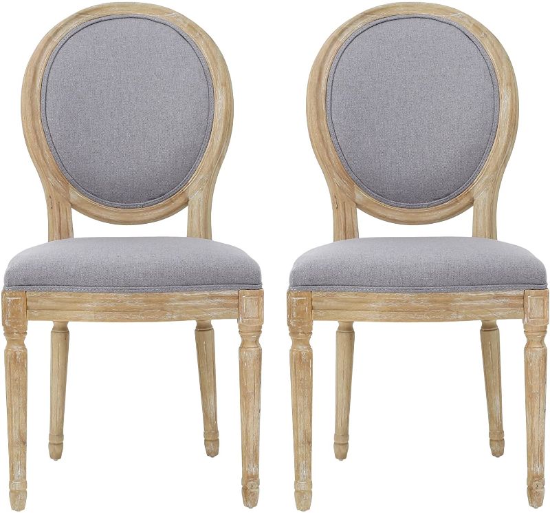 Photo 1 of ***MISSING HARDWARE***Christopher Knight Home Phinnaeus Fabric Dining Chairs, 2-Pcs Set, Light Grey