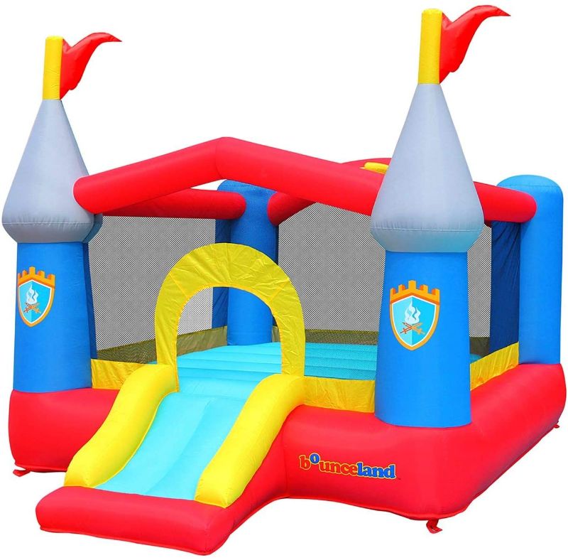 Photo 1 of Bounceland [New Fun Colors] Kiddie Castle Bounce House with Hoop, 12 ft L x 9 ft W x 7.5 ft H,