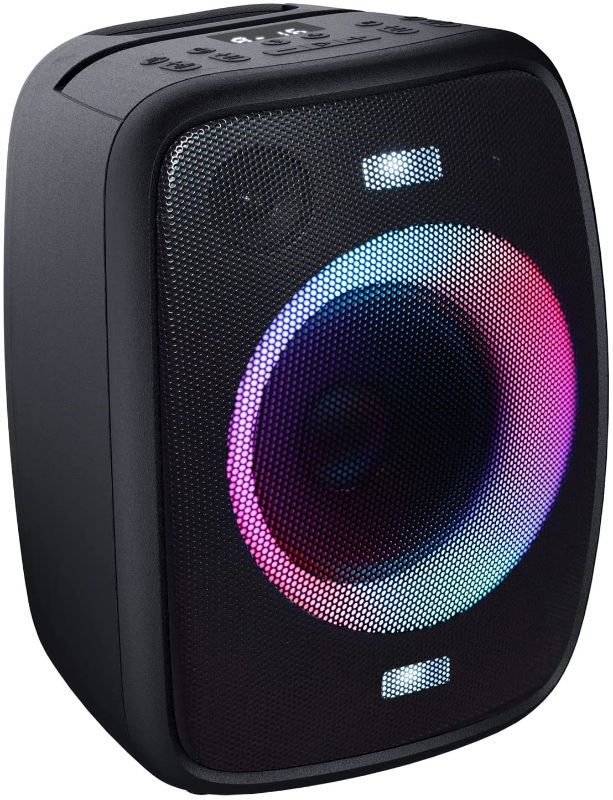 Photo 1 of Bluetooth Speaker, DOSS PartyBoom Speaker with 60W Immersive Sound, Punchy Bass, Mixed Colors Lights, PartySync, 12H Playtime, Mic and Guitar Inputs,...
