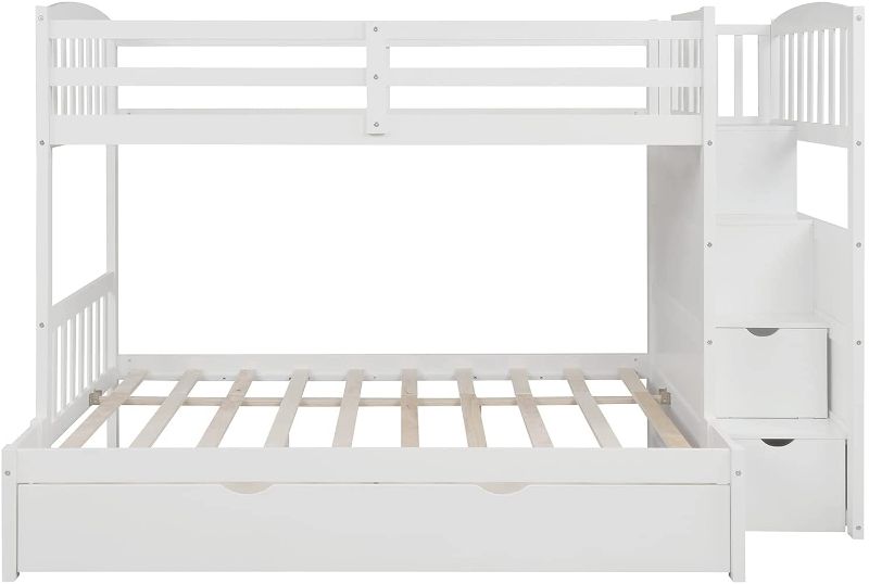 Photo 1 of ***BOX 1 OF 3****
SFNJL Twin Over Full/Twin Bunk Bed Convertible Bottom Bed Storage Shelves and Drawers White (New) Multifunctional Adjustable Loft Bed

