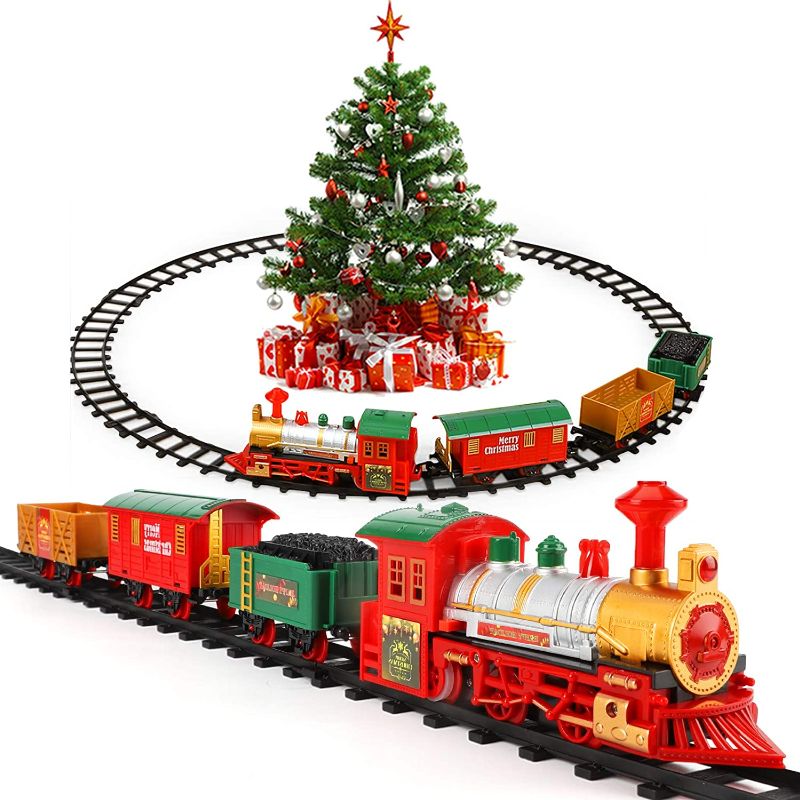 Photo 1 of Electric Train Set Toys Around Tree for Kids Include 6 Cars and 10 Tracks, Trains Toys for 3 4 5 6 Years Old Boys Girls Toddlers
