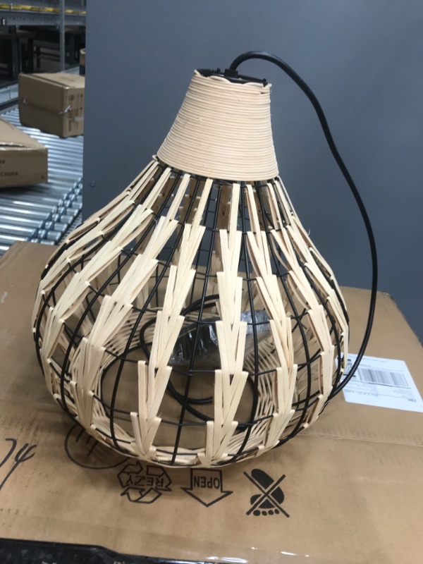 Photo 1 of 2 Pack Wicker Pendant Light Beige Rattan Light Fixture Woven Pendant Light Basket Lamp Shade Light Fixtures Ceiling Light Hanging for Kitchen Island Patio Hallway Dining Room Bedroom(Led Bulb Incl.)
