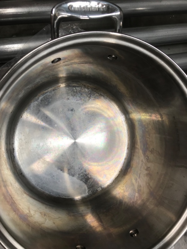 Photo 3 of **POT HAS STAINS FROM HEAVY USE**
Cuisinart MultiClad Pro Stainless 8-Quart Stockpot with Cover
