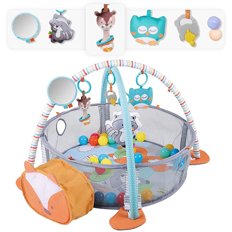 Photo 1 of Baby Play Mat 3 in 1 Baby Gym with 4 Hanging Toys & 30 Balls - Infant Playmat for Tummy Time
