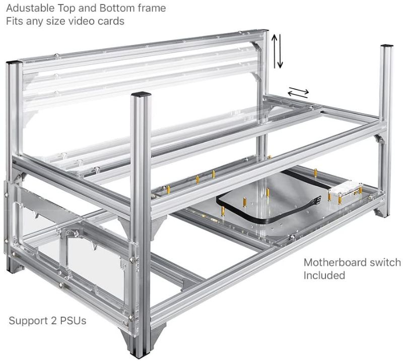 Photo 1 of ***PARTS ONLY, INCOMPLETE**
Baseltek 6 GPU Aluminum Mining Rig Open Air Frame Case
