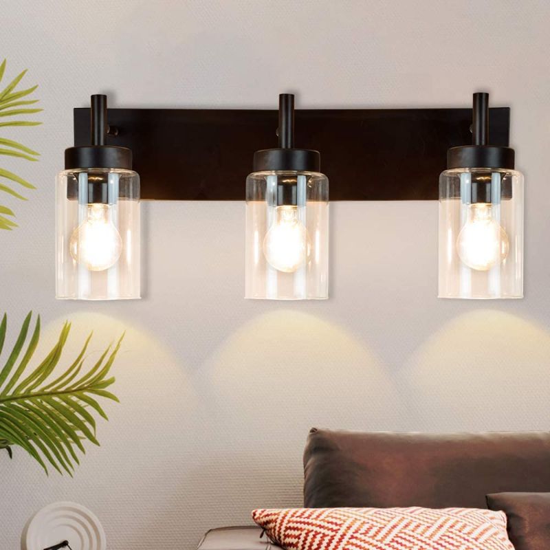 Photo 1 of (stock image for reference only not exact item )
Wall Light Fixture, Vintage Bathroom Vanity Light with 3 Clear Glass Shade, Wall Sconces Lamp