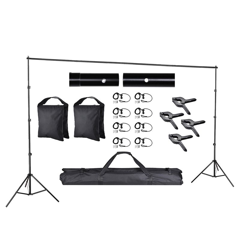 Photo 1 of (stock photo for reference only)
 8.5x10ft Backdrop Stand Photography Adjustable Background Support System with Carry Bag for Studio Photo Video Shooting Party Portrait Shooting