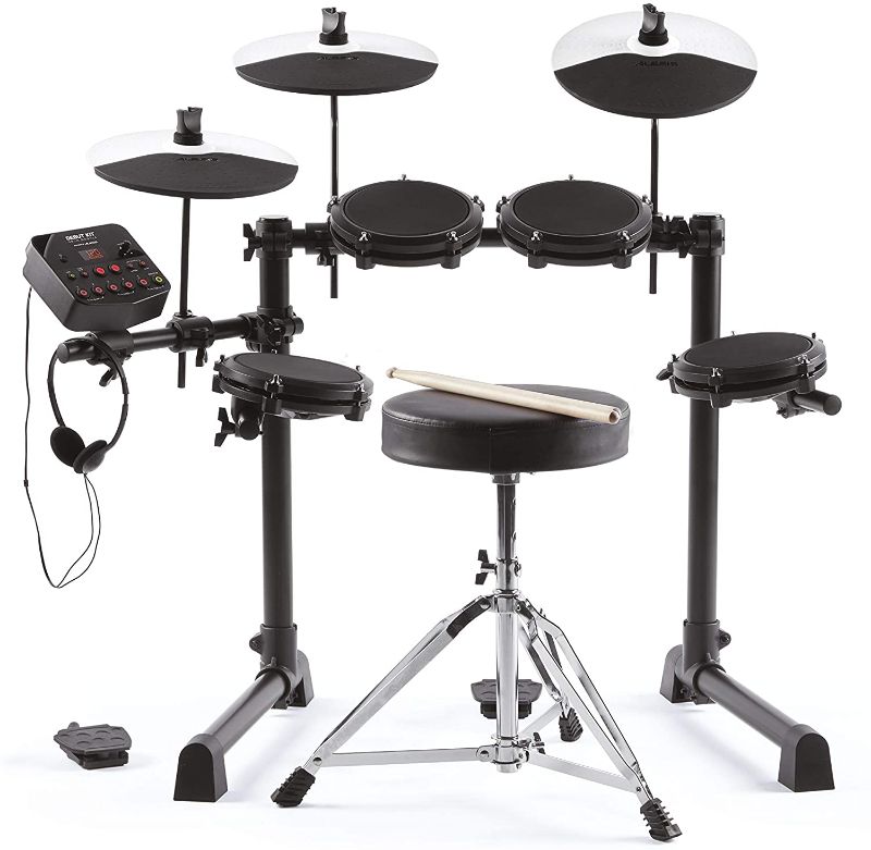 Photo 1 of Alesis Drums Debut Kit – Kids Drum Set With 4 Quiet Mesh Electric Drum Pads, 120 Sounds, Drum Stool, Drum Sticks, Headphones and 60 Melodics Lessons