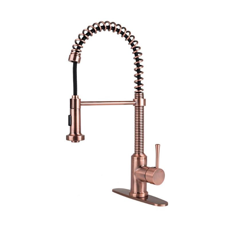 Photo 1 of Fontaine by Italia Single-Handle 1 or 3 Hole Residential Pull-Down Sprayer Kitchen Faucet with 2-Spray Heads in Antique Copper
