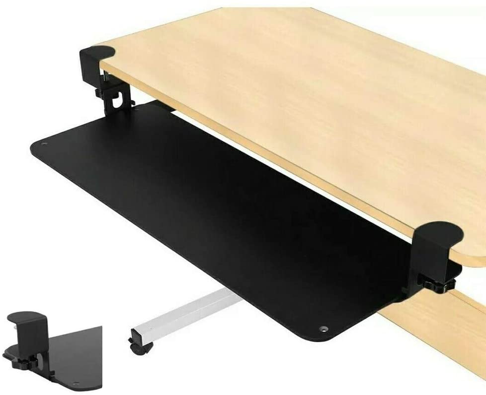 Photo 1 of  Clamp On Keyboard Tray Under Desk Keyboard Mouse Pull Out Drawer 25" x 9.5" Adjustable for Full Size Keyboard and Mouse