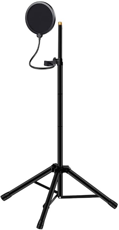 Photo 1 of Microphone Stand(52"~68.9") for Microphone Isolation Shield, Tripod Mic Stand with Pop Filter and Non-slip Feet