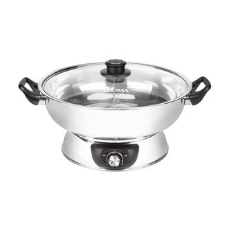 Photo 1 of 5-Qt Stainless Steel Electric Shabu Hot Pot with Lid ASP-610,