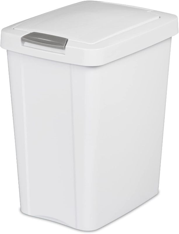 Photo 1 of Sterilite 10438004 7.5GAL28L WHT Touch Can, 7.5 Gallon, White
