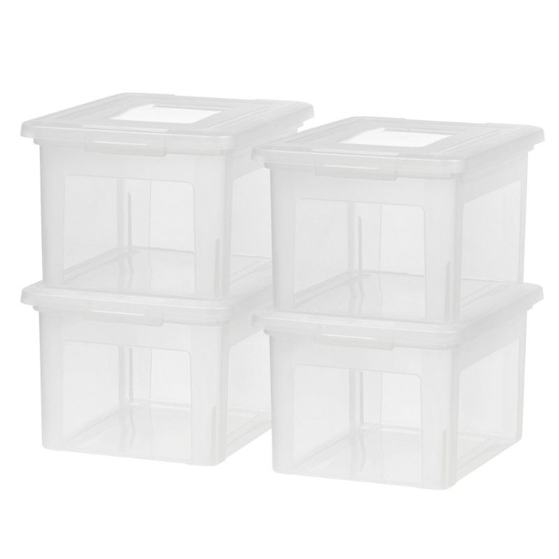 Photo 1 of IRIS Dual Purpose Letter and Legal Size File Box, 3 Pack, Clear
