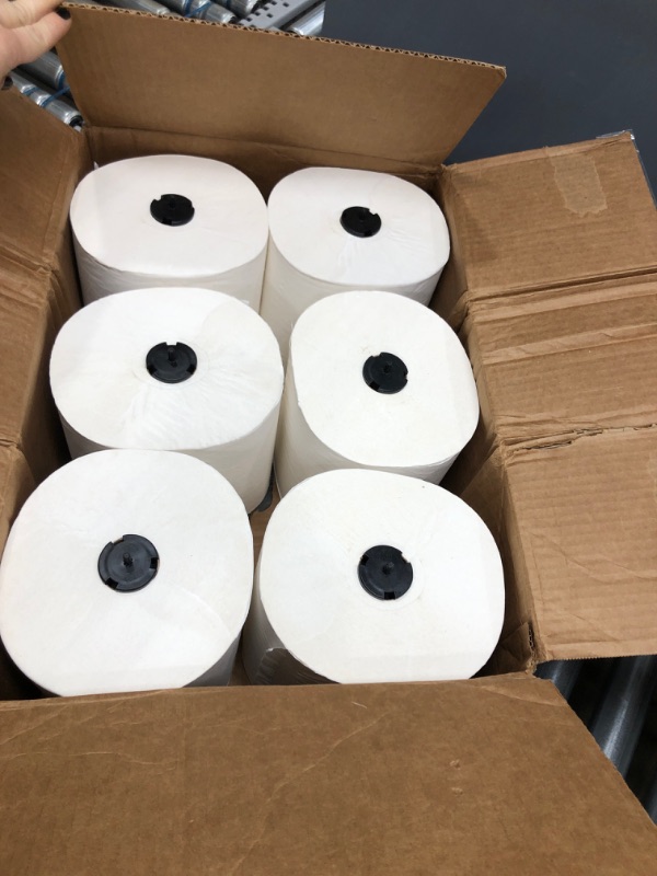 Photo 1 of Tork Matic Extra Soft Paper Hand Towel Roll White with Blue Leaf H1, Premium, High Absorbency, 6 Rolls x 300 ft, 290094
