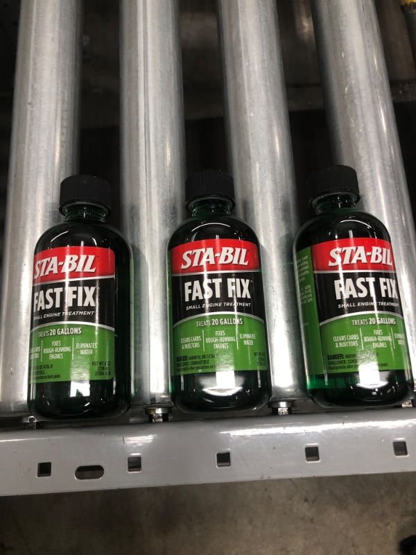 Photo 2 of *EXPIRES Oct 07 2022*
STA-BIL Fast Fix - Small Engine Treatment, Cleans Carburetors and Injectors, Fixes Rough Running Engines, Eliminates Water, Treats Up to 20 Gallons, 8oz (22304), 3 pk
