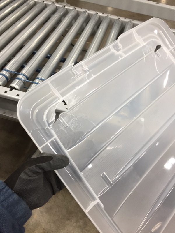 Photo 3 of *SEE last pictures for damage*
IRIS USA 53 Qt. Plastic Storage Bin Tote Organizing Container with Durable Lid and Secure Latching Buckles, Stackable and Nestable, 6 Pack
