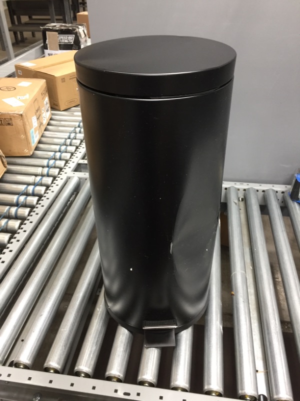 Photo 2 of *SEE last pictures for damage*
Honey-Can-Do TRS-02111 Round Stainless Steel Step Trash Can with Liner, Black, 30-Liter Per 8-Gallon
