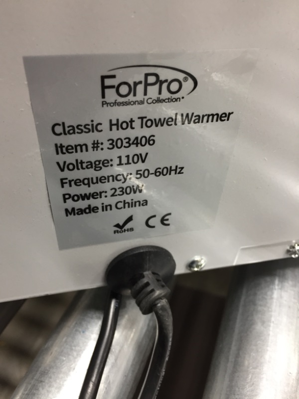 Photo 5 of *USED*
*MISSING manual* 
ForPro Professional Collection Classic Hot Towel Warmer Cabinet with UV Sterilizer, Extra Large Capacity, Two Stainless Steel Racks, Signature White
