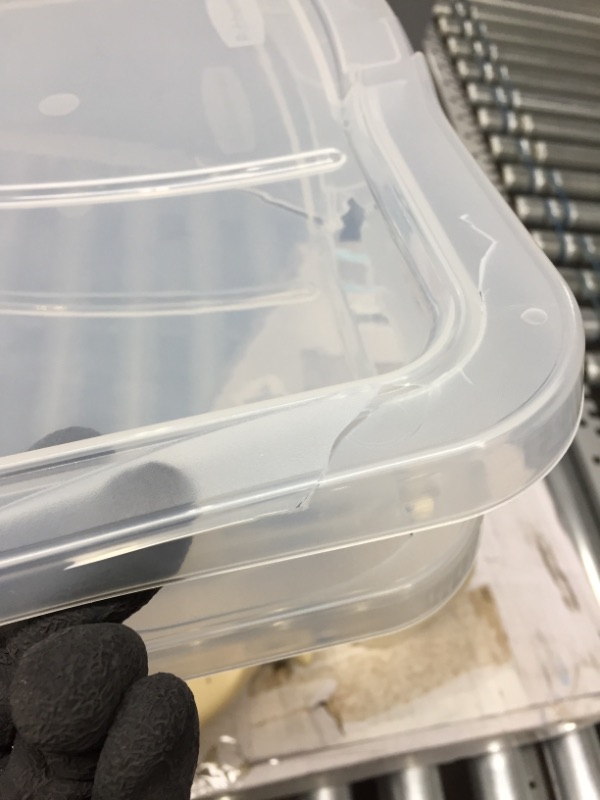 Photo 3 of *damage to 3 lids, SEE last pictures* 
Rubbermaid Cleverstore 95 Quart Clear Plastic Storage Container & Lid, (4 Pack)
