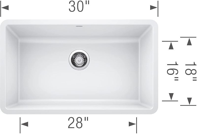 Photo 1 of *minor cracks, SEE last pictures for damage*
*drain piece NOT included* 
BLANCO Precis Undermount 30-in x 18-in White Single Bowl Kitchen Sink