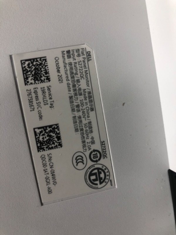 Photo 5 of *USED*
*screen turns on, but cont. to flicker* 
Dell S2722QC 27-inch 4K UHD 3840 x 2160 60Hz Monitor, 8MS Grey-to-Grey Response Time (Normal Mode), Built-in Dual 3W Integrated Speakers, 1.07 Billion Colors, Platinum Silver (Latest Model)
