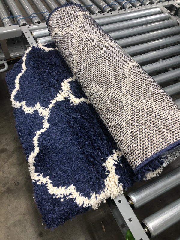 Photo 2 of *USED*
SAFAVIEH Hudson Shag Collection SGH282C Moroccan Trellis Non-Shedding Living Room Bedroom Dining Room Entryway Plush 2-inch Thick Runner, 2'3" x 6' , Navy / Ivory
