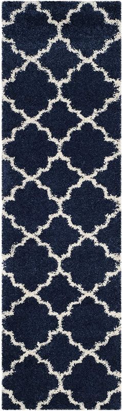 Photo 1 of *USED*
SAFAVIEH Hudson Shag Collection SGH282C Moroccan Trellis Non-Shedding Living Room Bedroom Dining Room Entryway Plush 2-inch Thick Runner, 2'3" x 6' , Navy / Ivory
