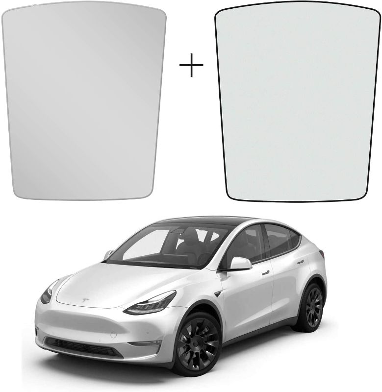 Photo 1 of *USED*
*SEE last picture for damage*
Tesla Model Y Glass Roof Sunshade with UV/Heat Insulation Cover, Gray, Set of 2 for 2020, 2021, 2022 Model Y
