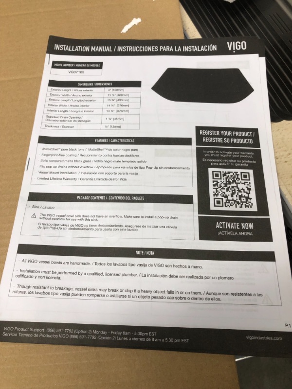 Photo 1 of *drain piece NOT included*
VIGO VG07109 15.75" L -15.75" W -4.0" H Roma Handmade Square Matte Shell Glass Bathroom Vessel Sink in Black Finish
