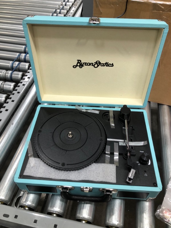 Photo 2 of *record NOT included*
ByronStatics Vinyl Record Player, 3 Speed Turntable Bluetooth Record Player with Built in Stereo Speakers, Replacement Needle, RCA Line Out, AUX in, Portable Vintage Suitcase - Teal
