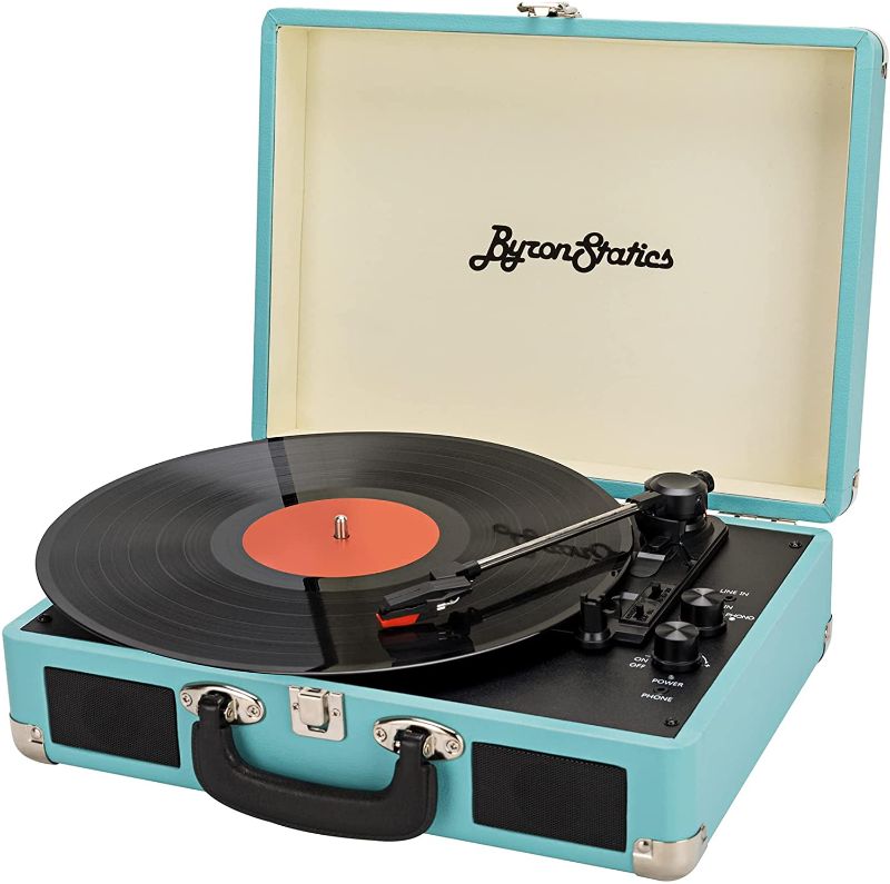 Photo 1 of *record NOT included*
ByronStatics Vinyl Record Player, 3 Speed Turntable Bluetooth Record Player with Built in Stereo Speakers, Replacement Needle, RCA Line Out, AUX in, Portable Vintage Suitcase - Teal
