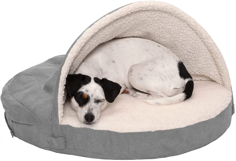 Photo 1 of *USED*
Furhaven Cozy Pet Bed, Snuggery Hooded Burrowing Cave Tent, Deep Dish Cushion Donut Dog Bed with Attached Blanket, 35 inch