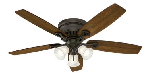 Photo 1 of *box has water damage, items slightly wet/ damp*
Hunter Oakhurst 52 in. LED Indoor Low Profile New Bronze Ceiling Fan with Light Kit