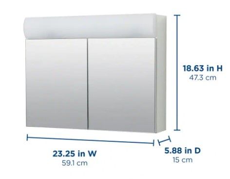 Photo 1 of *SEE last picture for damage*
Zenith Zenna Home 23.25 in. x 18.63 in. x 5.88 in Surface-Mount Lighted Frameless Medicine Cabinet with Mirror in White