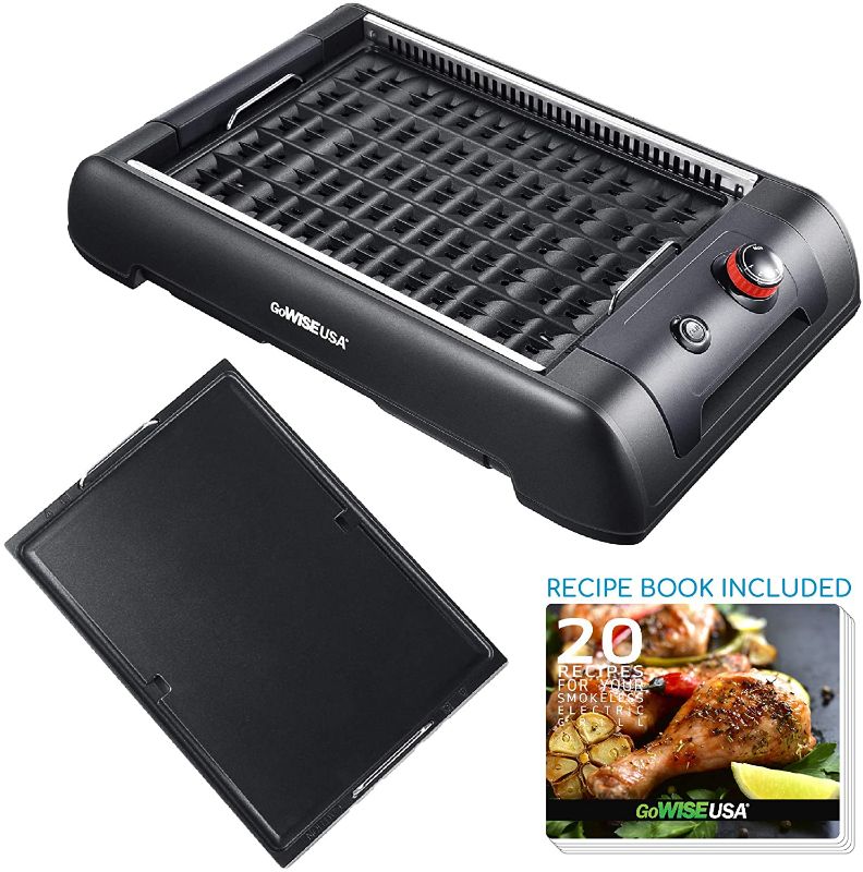 Photo 1 of *USED*
*MISSING manual and recipe book*
GoWISE USA GW88000 2-in-1 Smokeless Indoor Grill and Griddle with Interchangeable Plates and Removable Drip Pan + 20 Recipes (Black), Large
