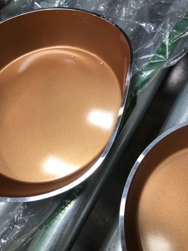 Photo 4 of *USED*
*SEE last picture for damage*
Gotham Steel Hammered Frying Pan Set, 3 Piece Nonstick Copper Fry Pans, 8”, 10” & 12” Nonstick Frying Pans