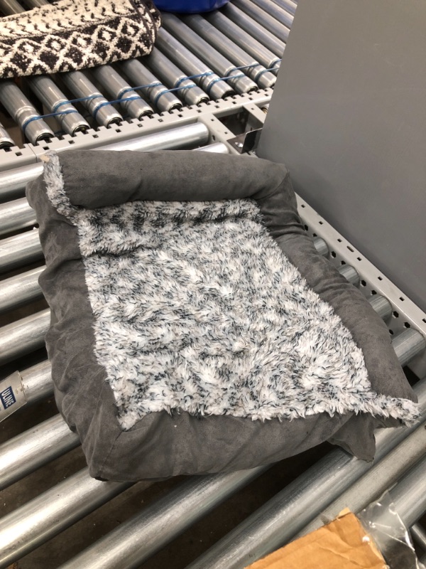 Photo 1 of *USED*
Furhaven Orthopedic Foam Pet Bed,  L Chaise Bed - Two-Tone Stone Gray