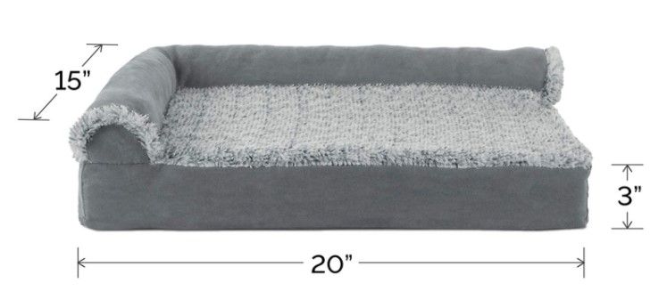 Photo 1 of *USED*
Furhaven Orthopedic Foam Pet Bed,  L Chaise Bed - Two-Tone Stone Gray