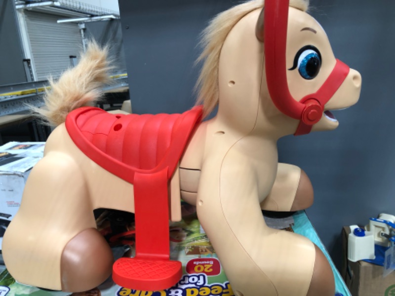 Photo 3 of Kid Trax Rideamals Horse Toddler Electric Ride On Toy, 6 Volt, Kids 1.5-2.5 Years Old, Max Weight 44 lbs, Palomino, Tan, (KT1617)
