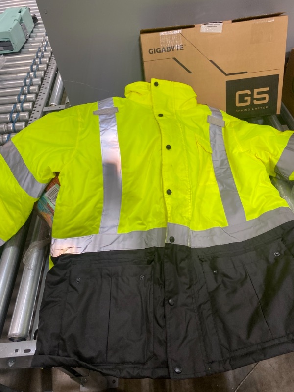 Photo 1 of High Visibility Reflective Winter Bomber Jacket, Black Bottom, ANSI Compliant, Ergodyne GloWear 8377
SIZE XLARGE