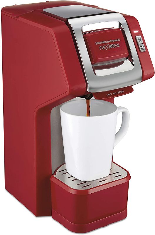 Photo 1 of Hamilton Beach 49945 FlexBrew Single-Serve Coffee Maker Compatible with Pod Packs and Grounds, Red
