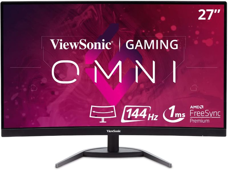 Photo 1 of ViewSonic Omni VX2768-2KPC-MHD 27 Inch Curved 1440p 1ms 144Hz Gaming Monitor with FreeSync Premium, Eye Care, HDMI and Display Port
